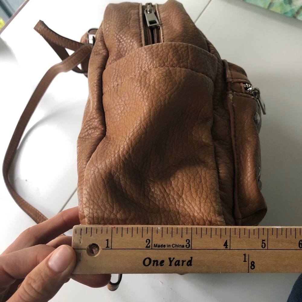 Beautiful Soft girl Vegan Studded Leather Backpack in Tan 9 by 10 inches - Picture 12 of 14